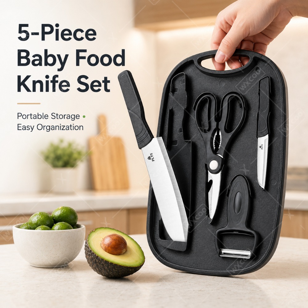 Baby Food Scissors - ベビーフード調理用ナイフセット、カッティングボード、ステンレス製調理器具、ピーラー、ハサミ、幼児食作り用トラベルキット