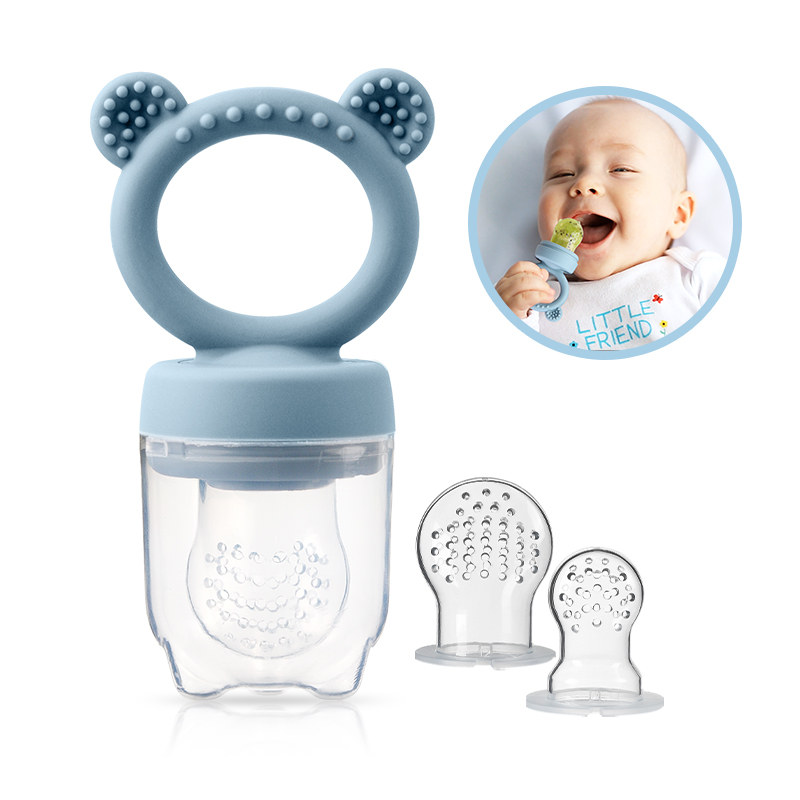 Baby Food Feeder - シリコン製クマ型ベビーフルーツフィーダー、新鮮な果物用乳首型おしゃぶり - 赤ちゃんのための楽しくて健康的な授乳グッズ