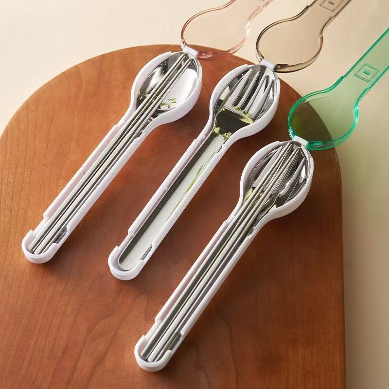 Weaning Spoon Set - ポータブルカトラリーセット 収納ボックス付き キャンプ 旅行 アウトドア食器 ステンレス鋼