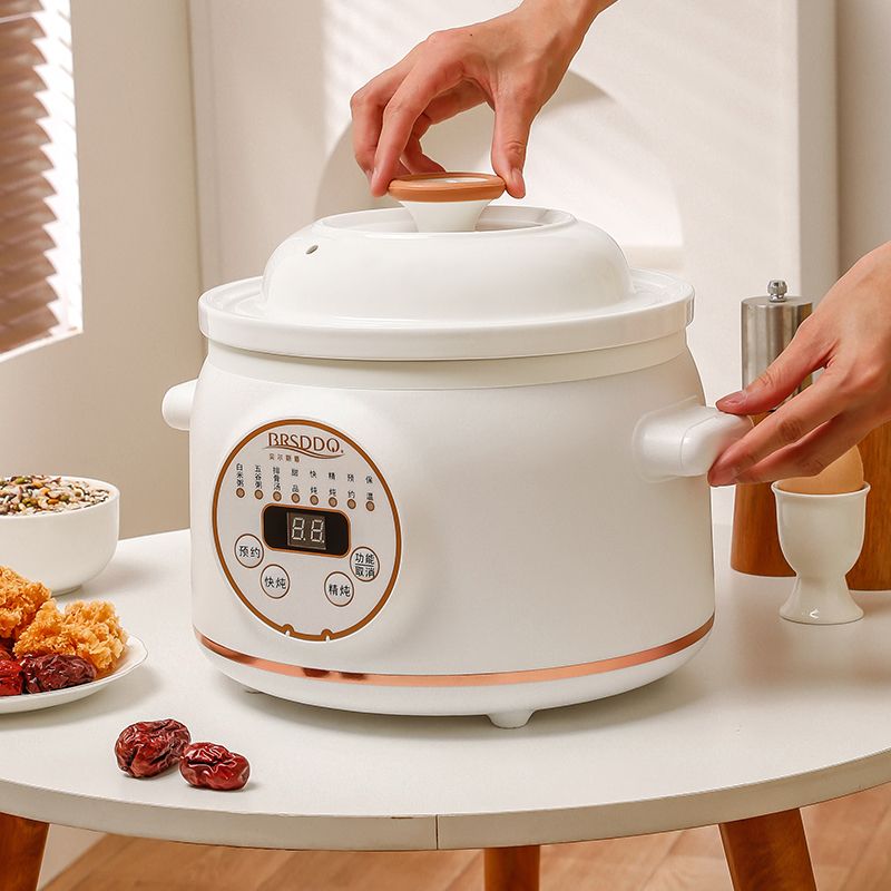 Baby Food Youtube - 電気シチューポット 多機能セラミック家庭用スープポット 自動お粥ポット 赤ちゃん補助食 電気シチューカップ