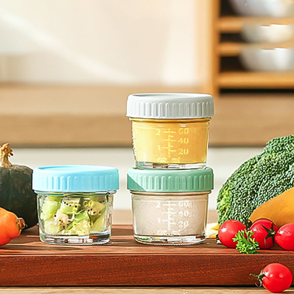 Baby Food Glass Containers - 6個入りメイソンジャー ガラス製ベビーフードジャー 再利用可能 蓋付き ディップソースカップ 目盛り付き