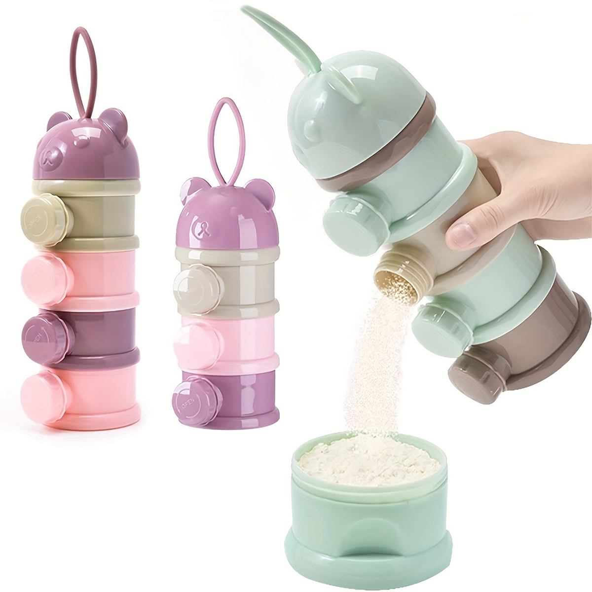 Baby Food Nan - ストラップ付き大容量ベビーミルクパウダーコンテナ、ベビーフォーミュラディスペンサー、積み重ね可能な食品保存ボックス、ポータブルスナックボックス
