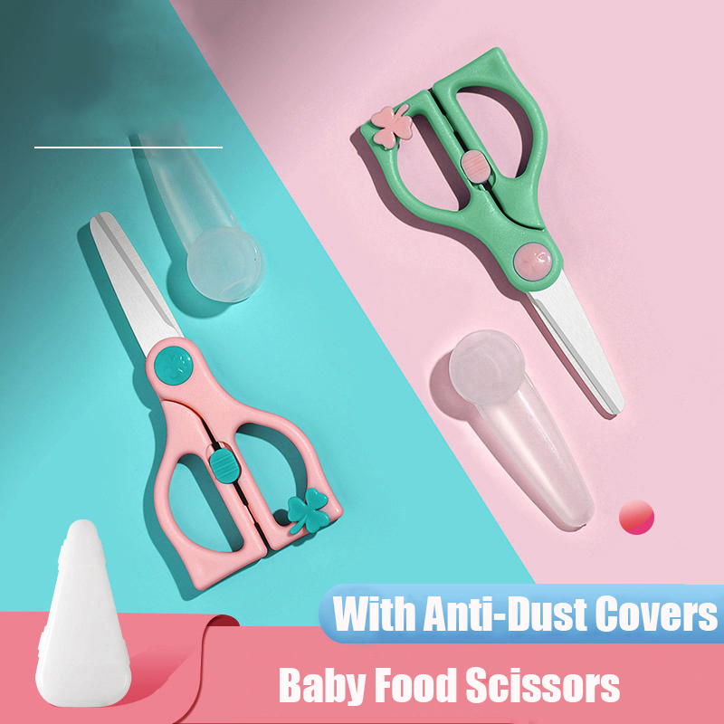Baby Food Scissors - 安全ロック付きセラミックベビーフードはさみ,ポータブル折りたたみ式ベビーカー,給餌補助食品,幼児用アクセサリー,健康tablew