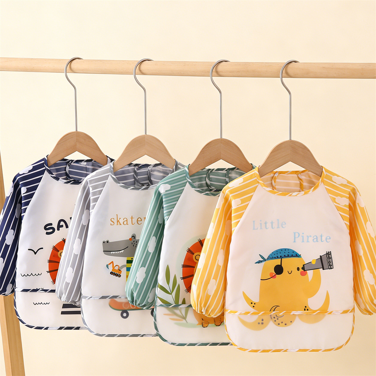 Baby Food Product - 2 個防水フルスリーブベビービブ子供エプロン長袖授乳スモック子供食べる胸当て幼児スカーフ服