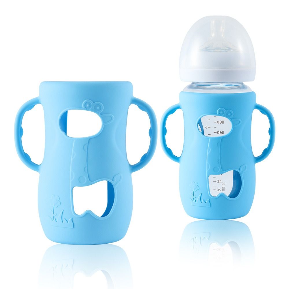 Baby Food Storage - 授乳用哺乳瓶カバー ハンドル付き 保温哺乳瓶ホルダー 耐久性のある破損防止シリコンスリーブ 授乳用