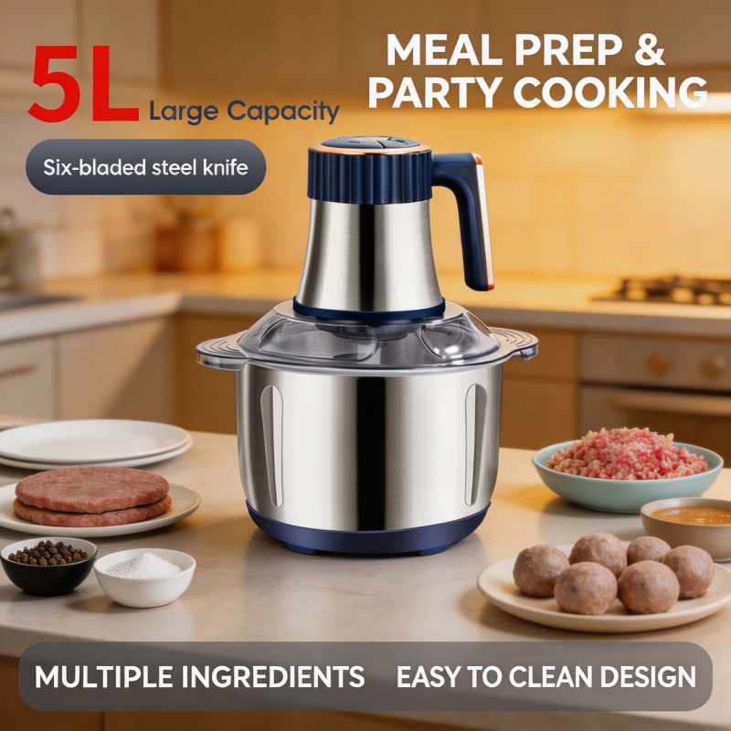Baby Food Processor - 5L電動ミートグラインダー 304ステンレス製フードクラッシャー 多機能野菜スライサー チョッパー ミンサー ベビーフードプロセッサー