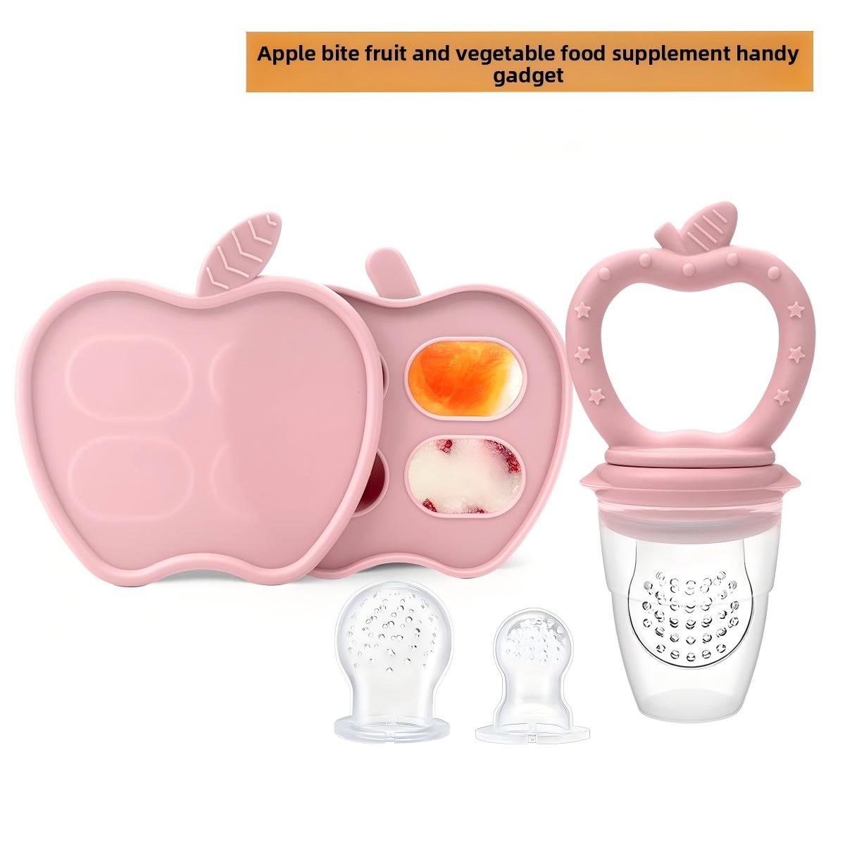 Baby Food Apple - 赤ちゃんが自分の手を食べるのを防ぐ新しいアップル歯固めアイスキャンディー、シリコン製フルーツフードサプリメント、ジュース歯固め