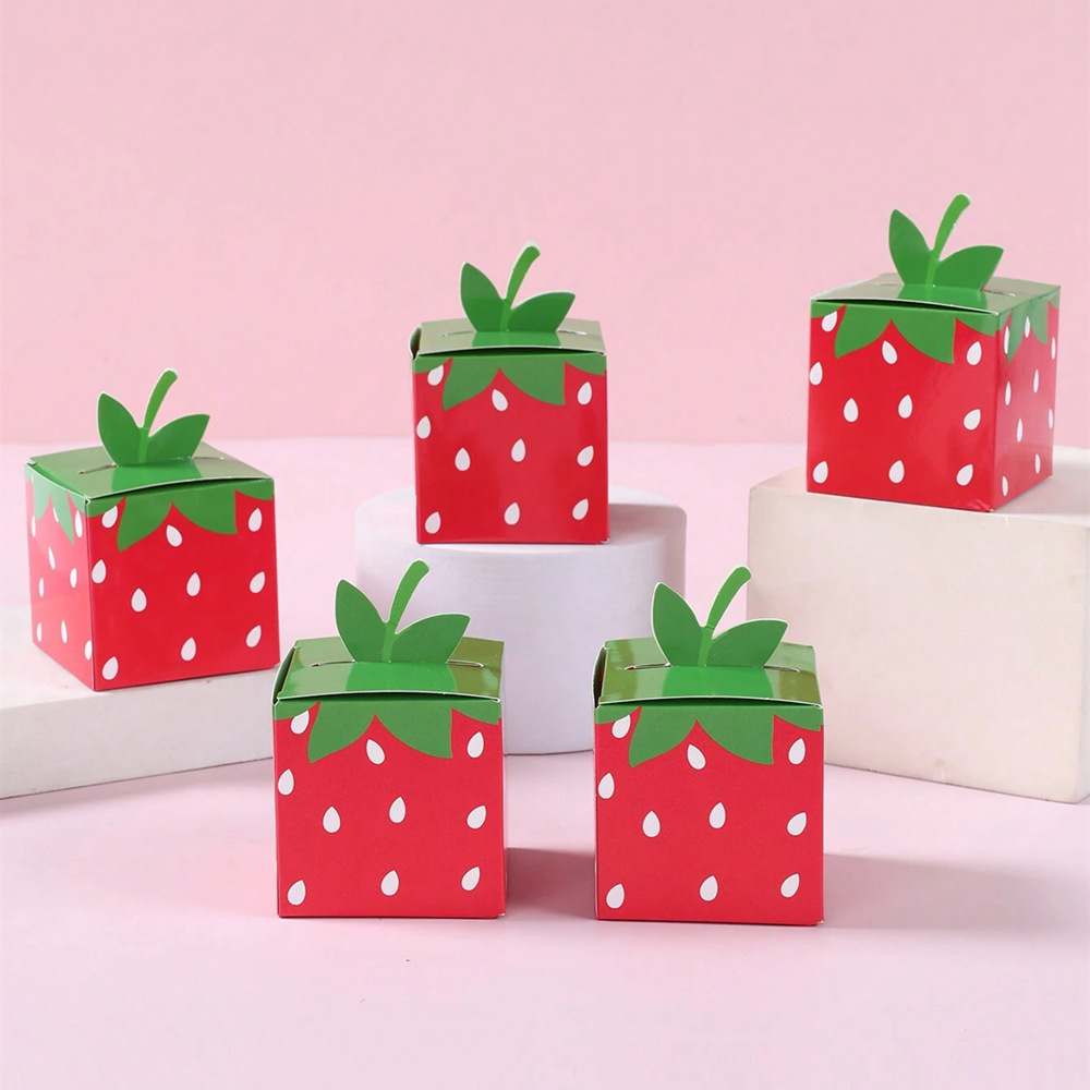 Baby Food Storage - 10 個甘いフルーツイチゴテーマ紙クッキーキャンディボックスギフト包装ボックス子供の誕生日ベビーシャワーウェディングパーティーの装飾