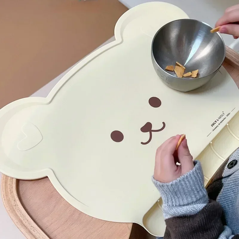 Baby Food Table - 食品グレードシリコン製ベビービブテーブルマット、幼児用ポータブル吸盤付きプレースマット、子供用ベビー食事用キッチンプレースマット