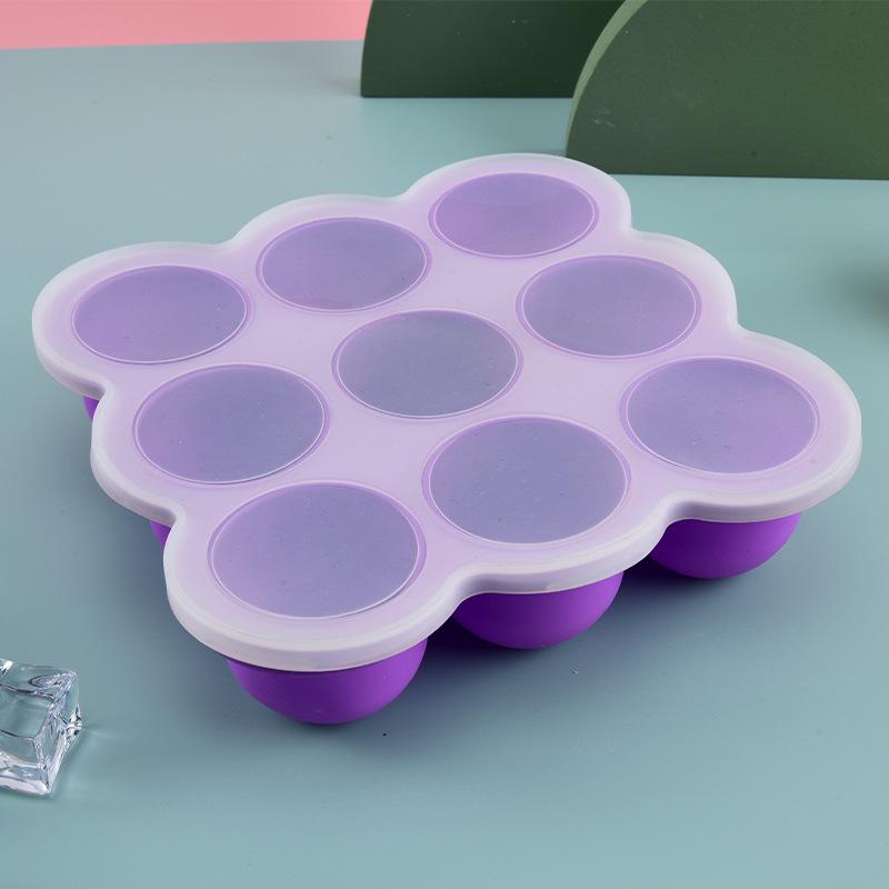 Baby Food Nan - ベビーフードシリコン容器 9グリッド冷凍トレイ 漏れ防止蓋 簡単リリース 自家製ピューレ保存用