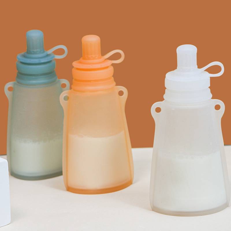 Baby Food Zip Lock Bag - ポータブルミルク保存袋 生後6ヶ月以上の幼児用 食品グレードのシリカゲル フルーツピューレバッグ 授乳用食器 補助食品