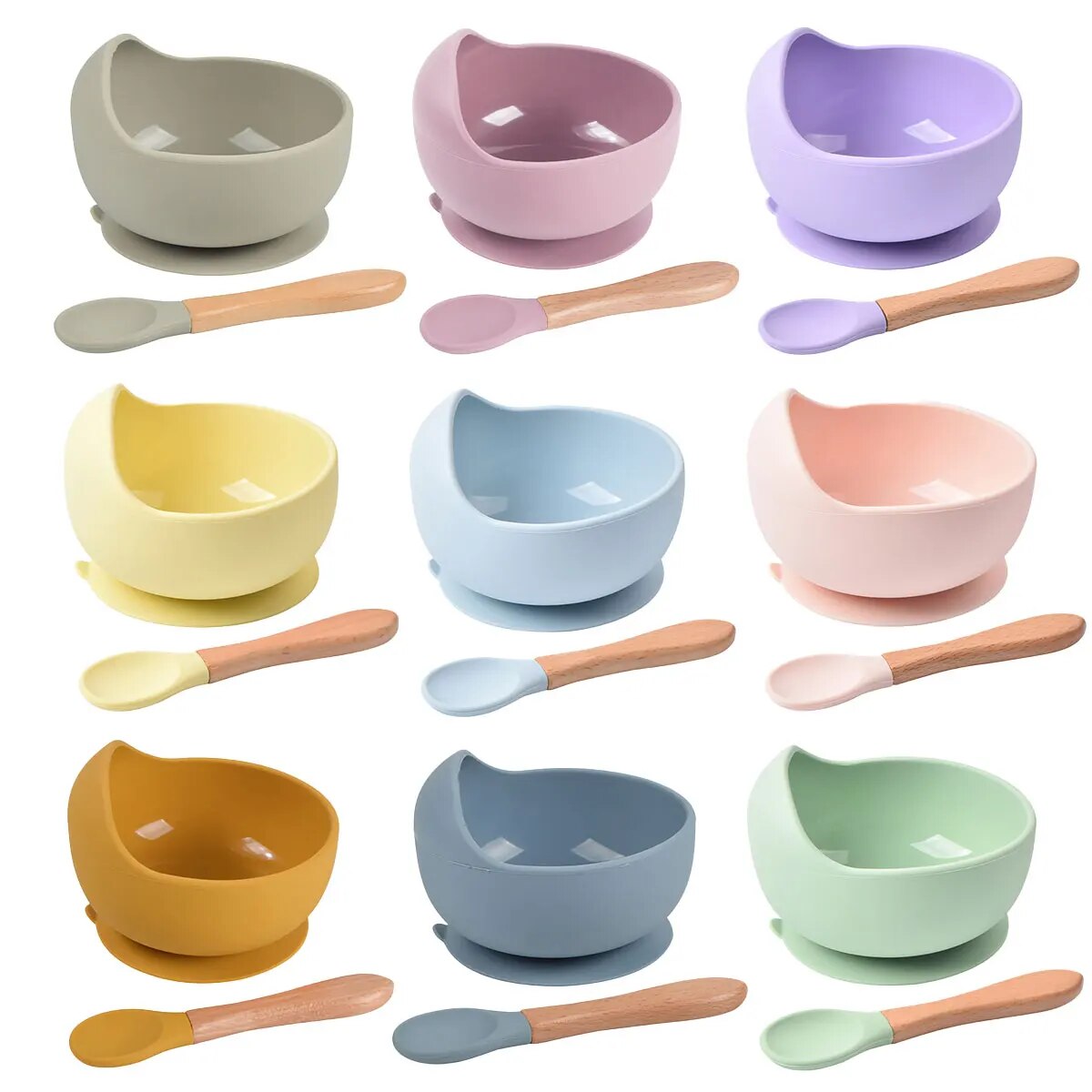 Baby Food Table - 赤ちゃん用シリコンカップ,幼児用皿,幼児用トレーニングスプーン,食器,キッチン用品,器具,2個