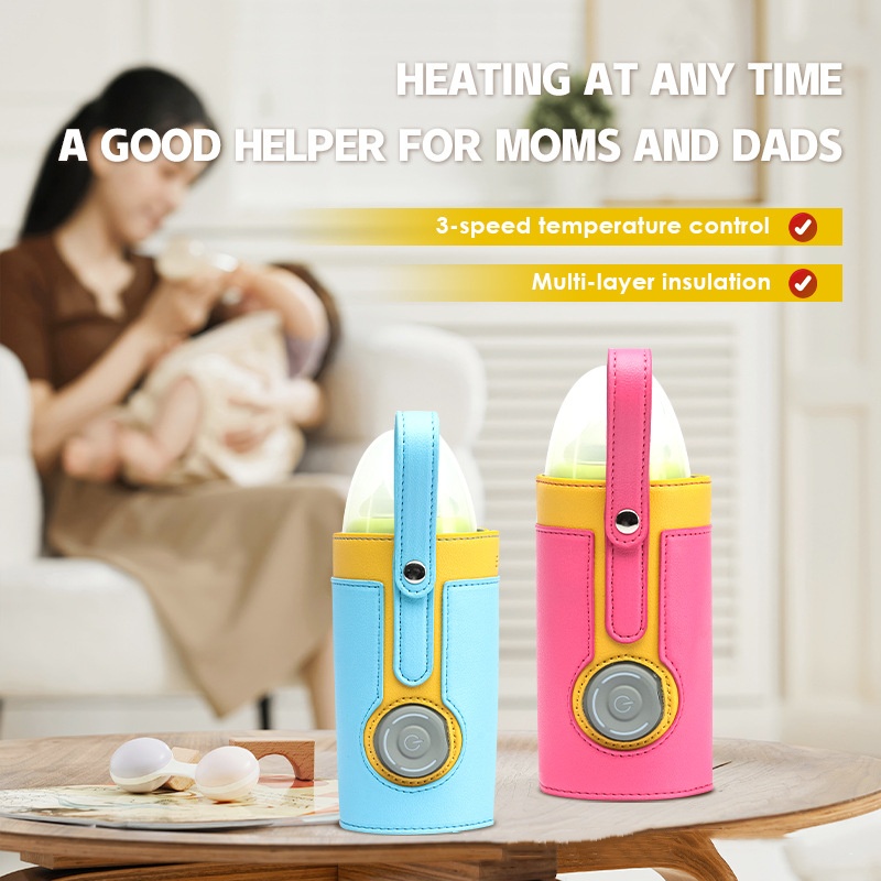 Baby Food Storage - ポータブルレザーミルクパック,断熱材カバー,一定ミルク,ボトル加熱,屋外,USB