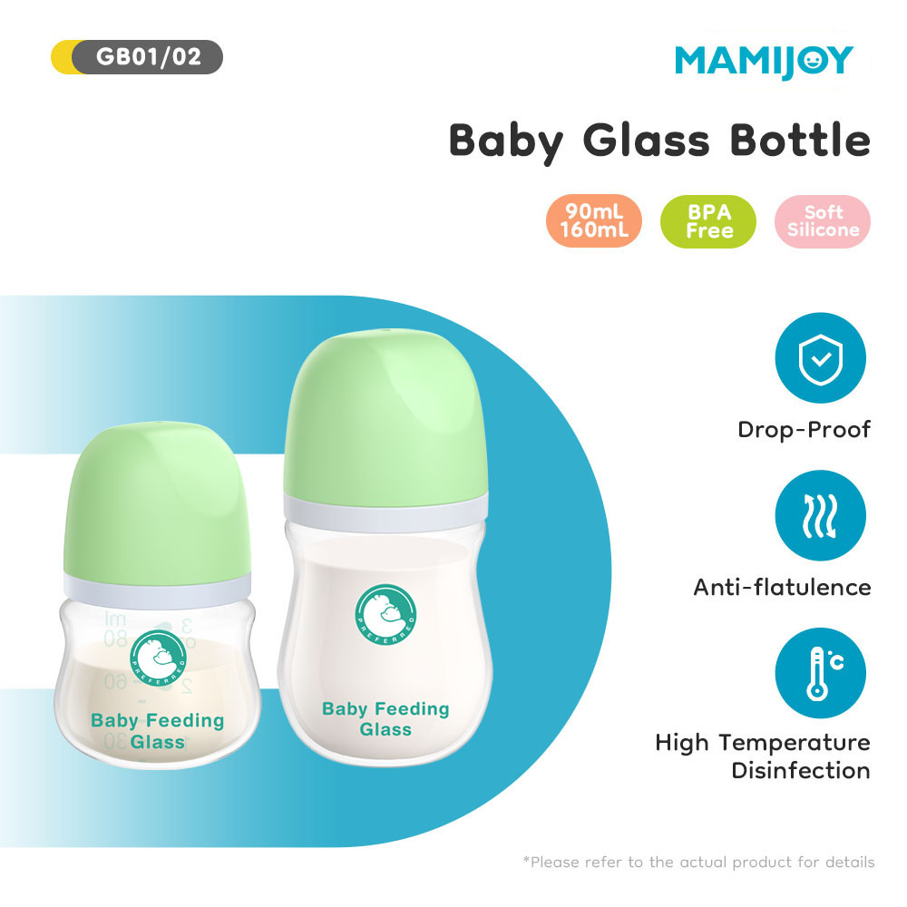 Baby Food Glass Containers - MAMIJOY 新生児用哺乳瓶 1個 90ML/160ML ベビーボトル ガラス製哺乳瓶