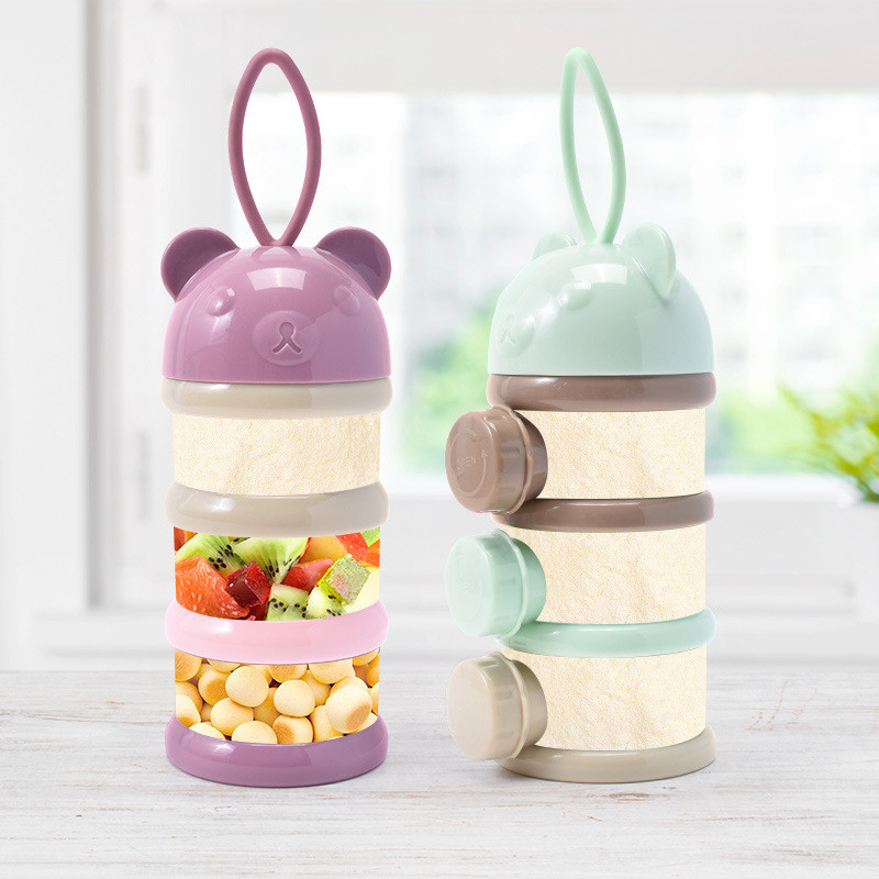 Baby Food Nan - 3/4 層ベアベビーミルクパウダーコンテナポータブル独立サイドオープニング幼児スナック収納ボックス旅行用給餌容器