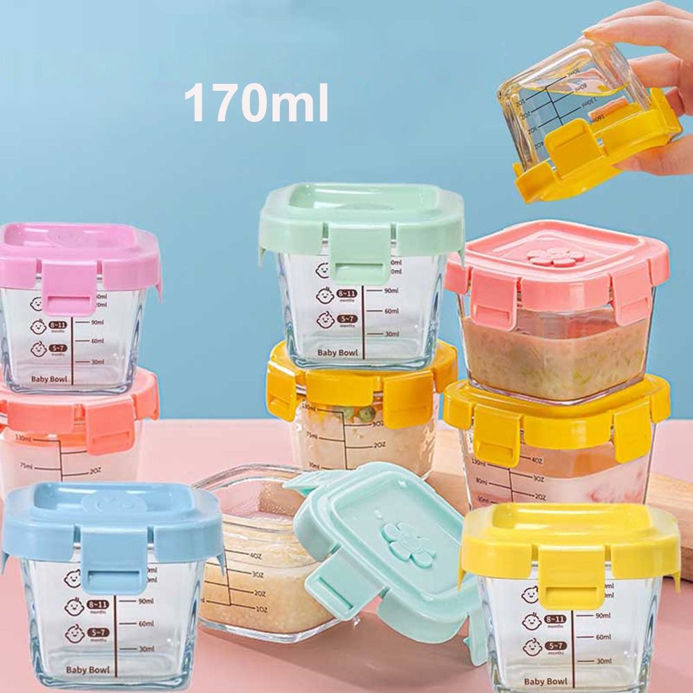 Baby Food Glass Containers - ファッション 170 ミリリットル食品保存ボックスガラス冷凍離乳食ガラスカップ電子レンジ安全離乳食保存瓶リトルワンズ