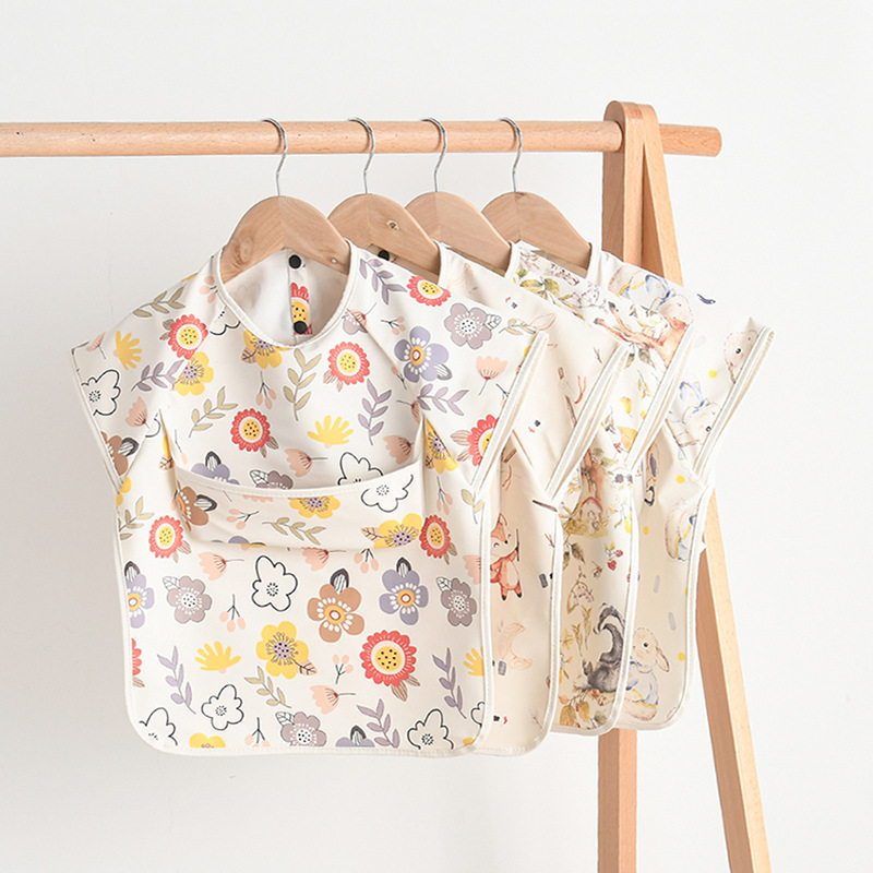 Baby Food Product - 新生児よだれかけブラウス防水ノースリーブリバースドレッシング幼児食事服エプロンよだれかけ保護服