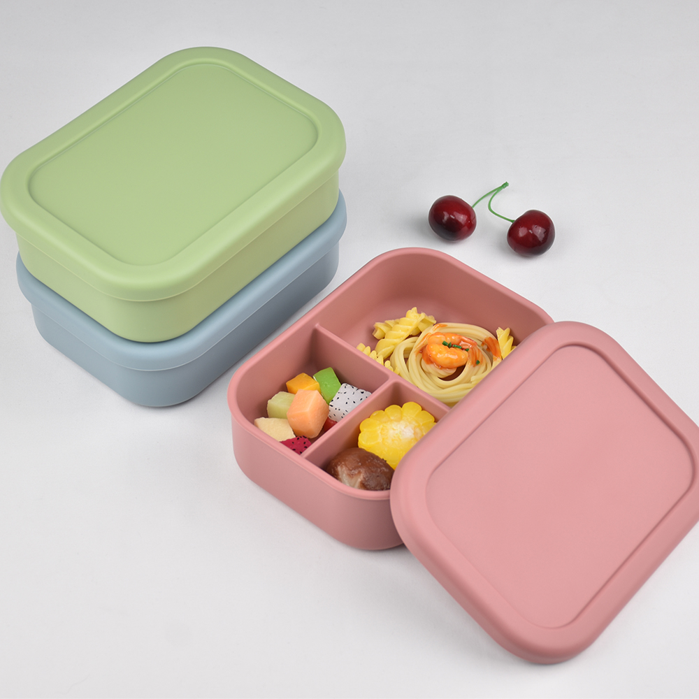 3つのコンパートメントに分かれた食品グレードシリコン製弁当箱 - Baby Food Nan のレビューと価格