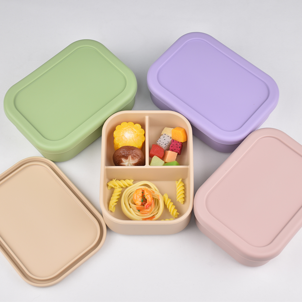 3つのコンパートメントに分かれた食品グレードシリコン製弁当箱 - Baby Food Nan のレビューと価格