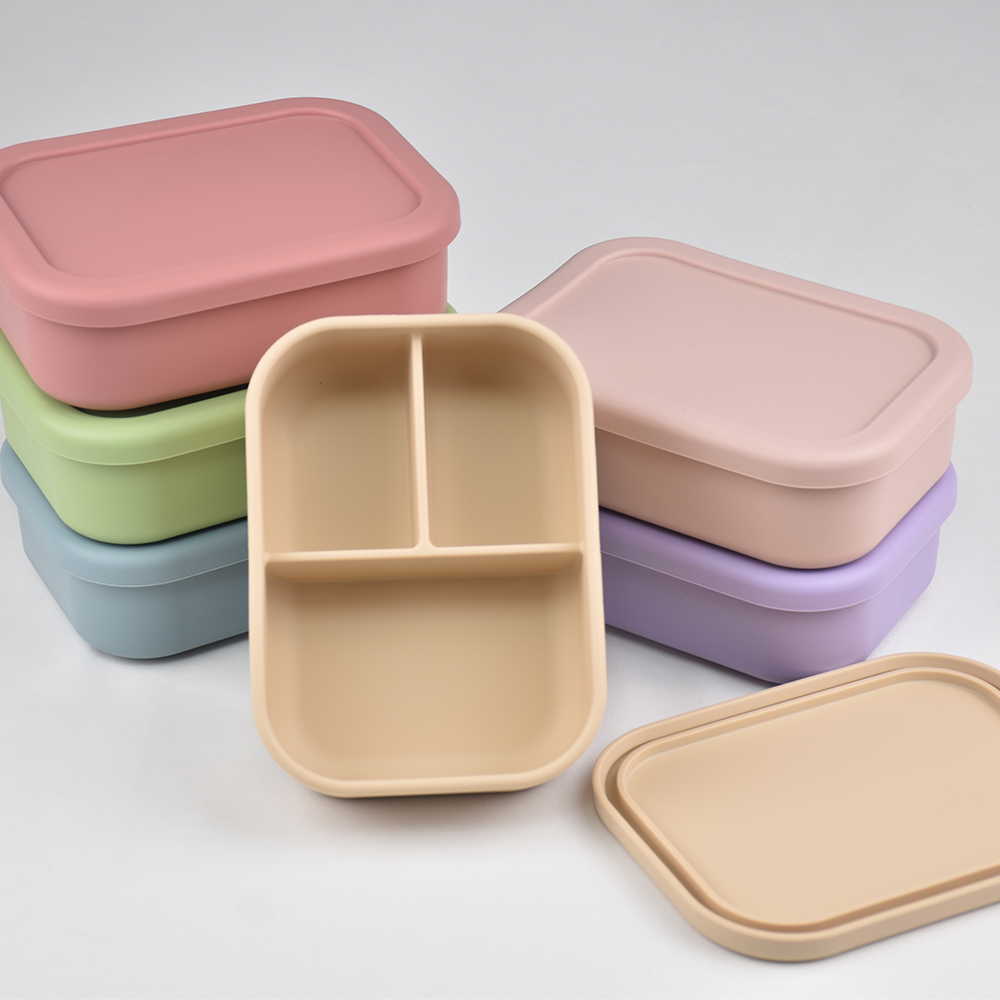 3つのコンパートメントに分かれた食品グレードシリコン製弁当箱 - Baby Food Nan のレビューと価格