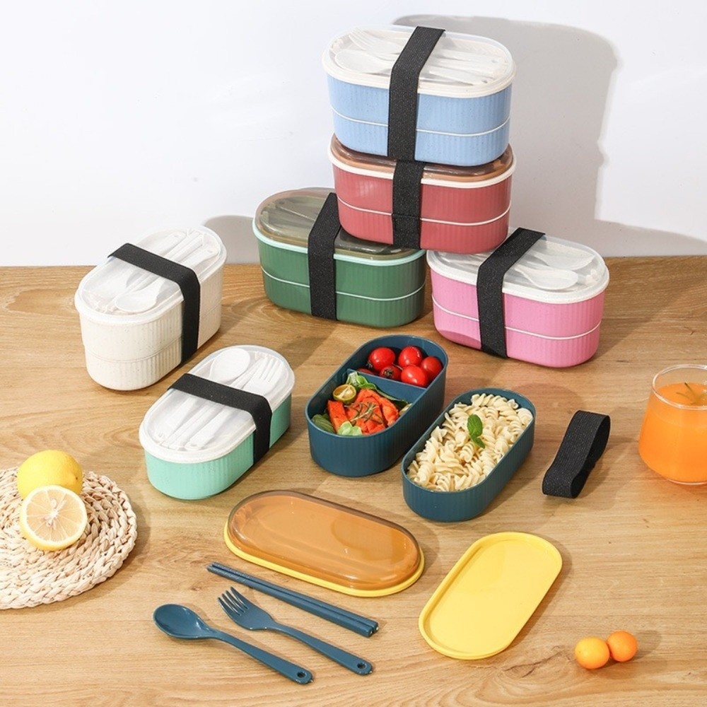 ポータブル二層ランチボックス大容量電子レンジ対応食器セットフ - Weaning Spoon Set のレビューと価格