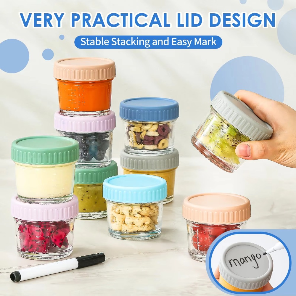 6個入りメイソンジャー ガラス製ベビーフードジャー 再利用可 - Baby Food Glass Containers のレビューと価格