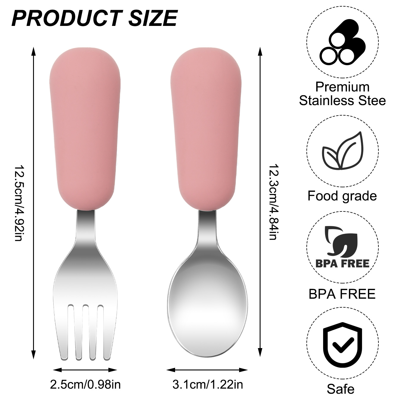 カラーキッズ 2ピース ステンレス製フォークスプーン ベビー - Baby Food Feeder のレビューと価格