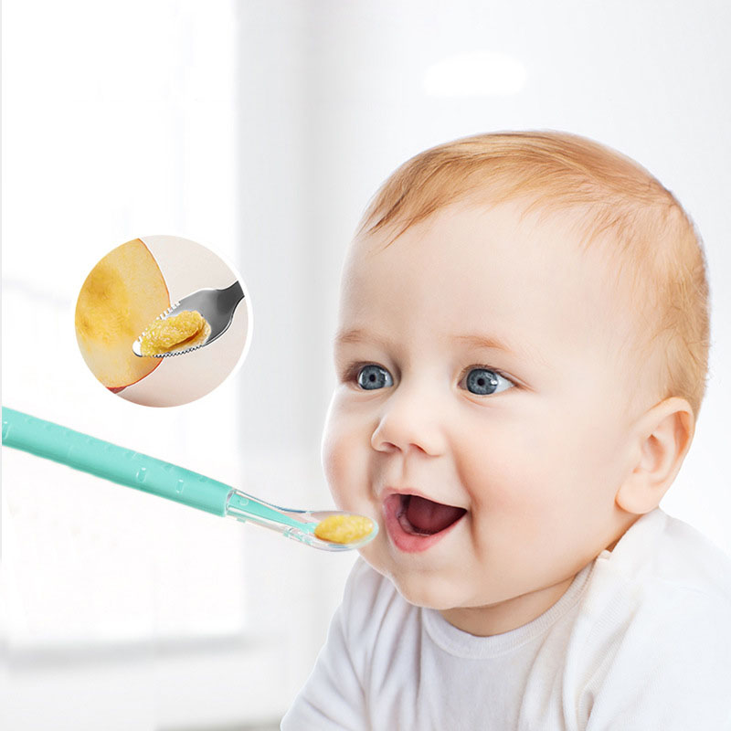 リンゴのピューレを食べるための双頭スクレーパースプーン、フル - Baby Food Apple のレビューと価格