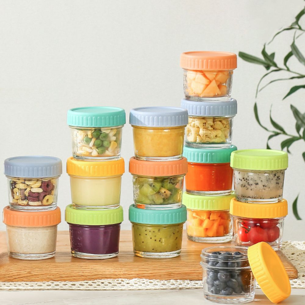 6個入りガラス製ベビーフードジャー、再利用可能、蓋付き、ディ - Baby Food Glass Containers のレビューと価格