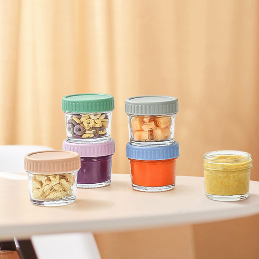 6個入りガラス製ベビーフードジャー、再利用可能、蓋付き、ディ - Baby Food Glass Containers のレビューと価格