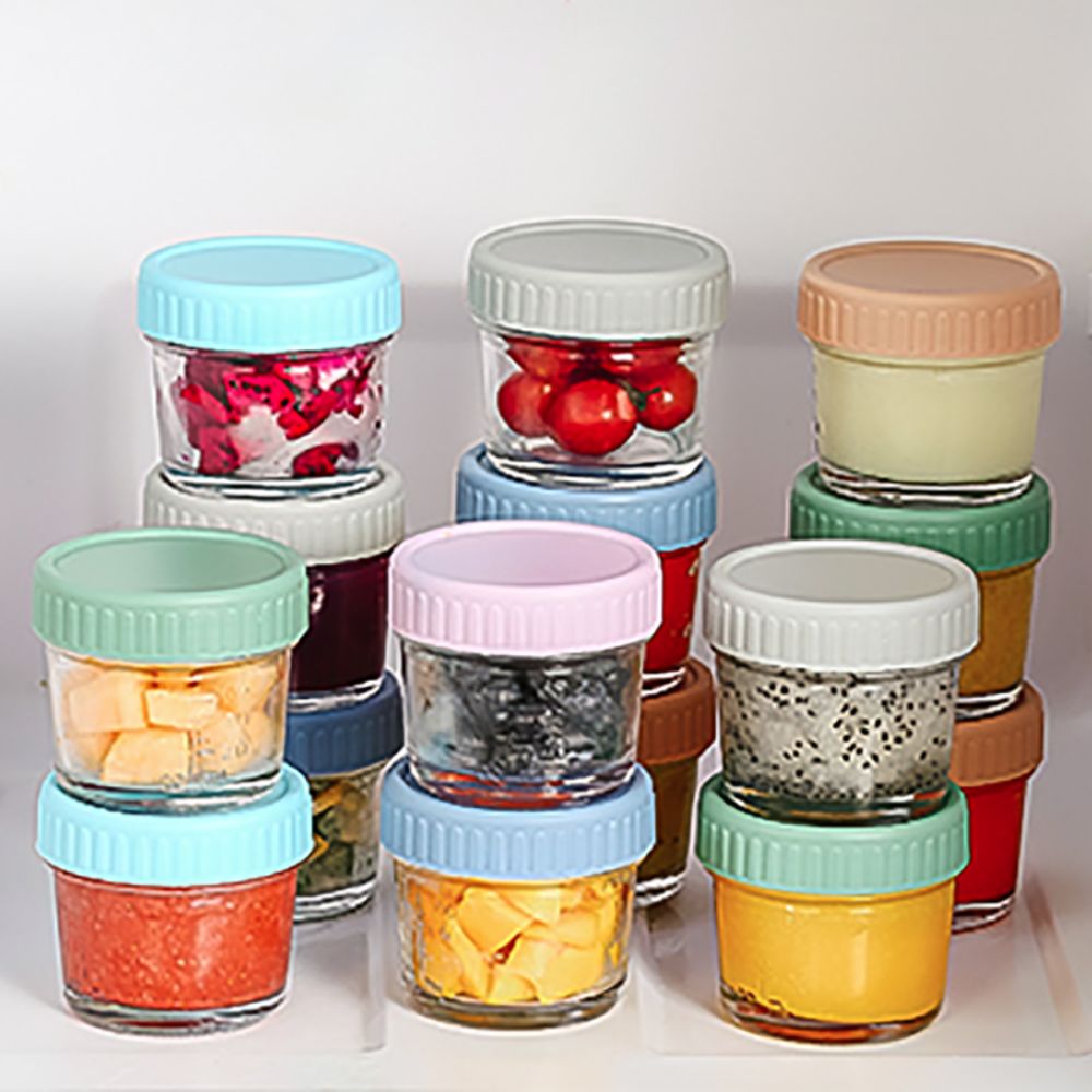 6個入りガラス製ベビーフードジャー 再利用可能 目盛り付き  - Baby Food Glass Containers のレビューと価格