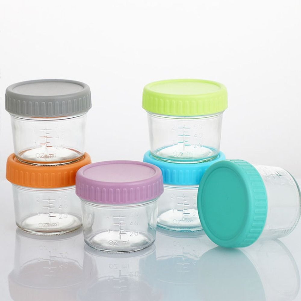 6個入りガラス製ベビーフードジャー 再利用可能 目盛り付き  - Baby Food Glass Containers のレビューと価格