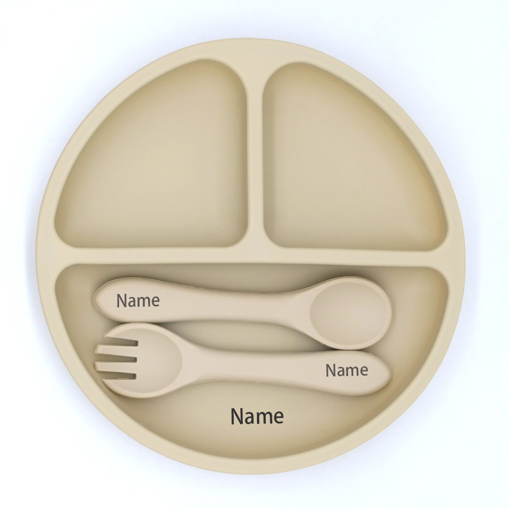 無料の名前印刷シリコン子供用食器給餌ボウルシリコンフォークス - Baby Food Feeder のレビューと価格