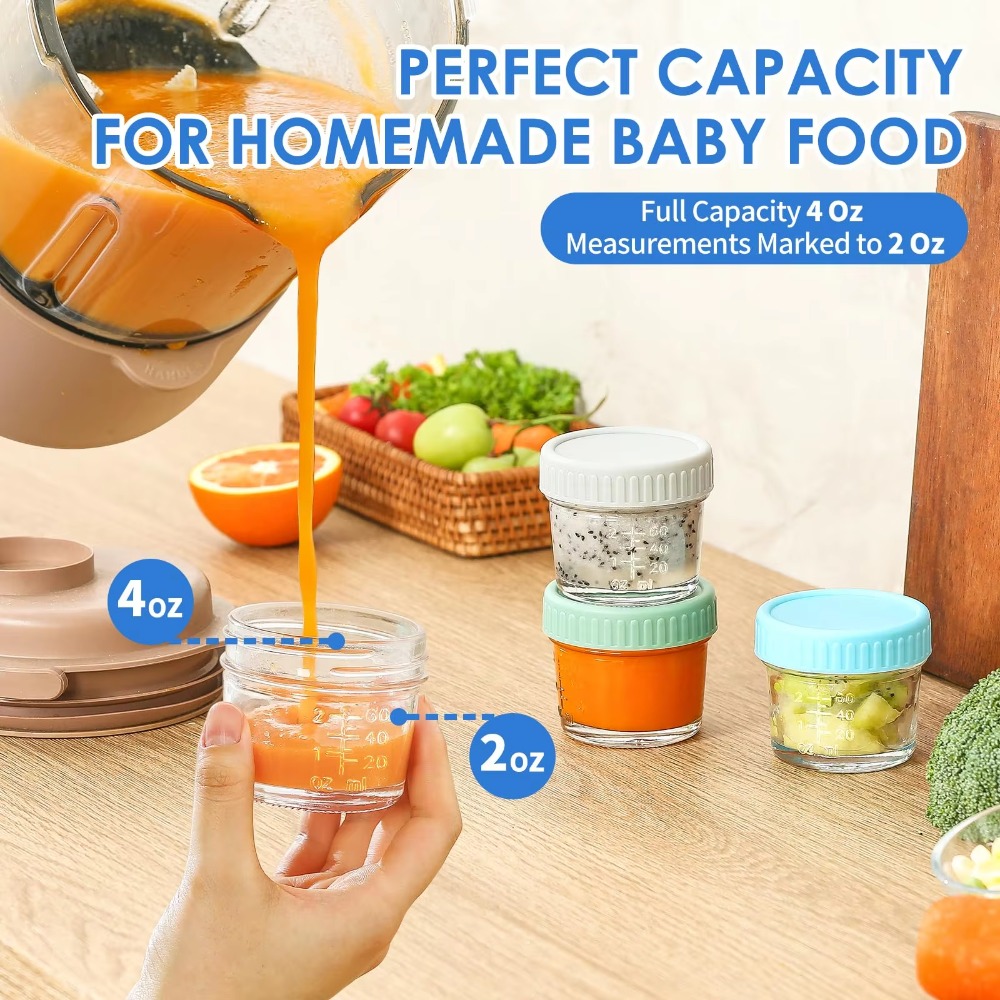 6個入り多目的ガラス製ベビーフードジャー 蓋付き再利用可能  - Baby Food Glass Containers のレビューと価格