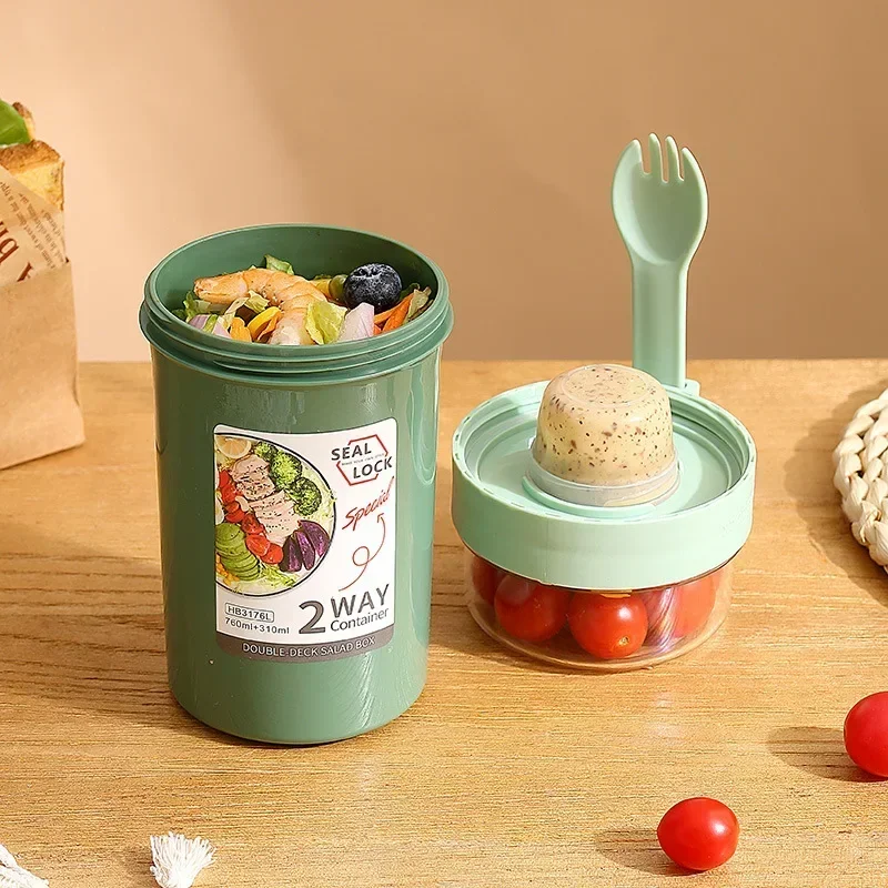 弁当箱 サラダ オートミール 朝食 ダブルカップ シリアル  - Weaning Spoon Set のレビューと価格