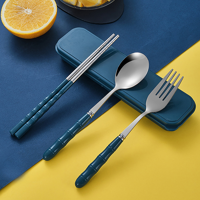 3 個の箸スプーンフォークセットステンレス鋼ポータブル食器再 - Weaning Spoon Set のレビューと価格
