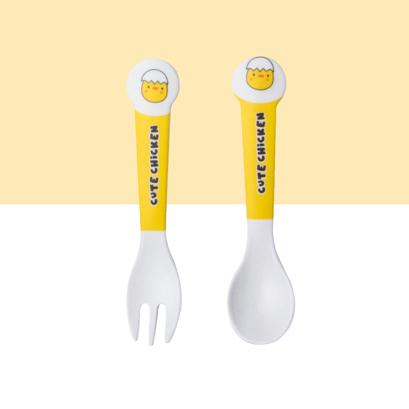 かわいい漫画の鶏の竹繊維食器セット - 家庭用プレート、ボウ - Weaning Spoon Set のレビューと価格