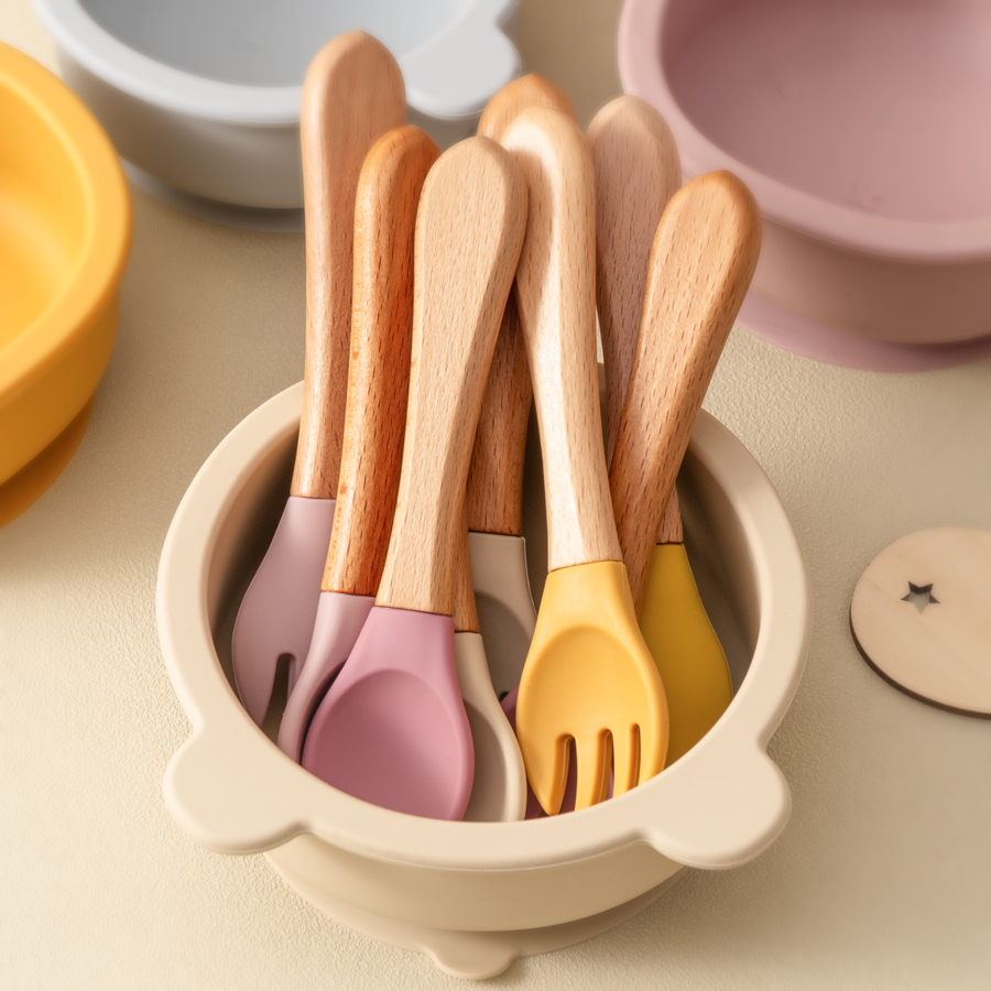Mamaplan シリコーンベビースプーンフォーク木製ハンド - Baby Food Feeder のレビューと価格