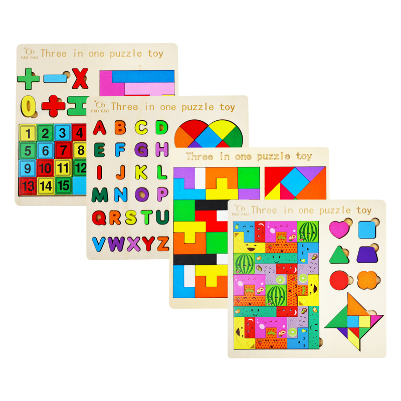 3 IN 1子供木製ブロックパズルゲーム赤ちゃん思考ロジック - Baby Food Table のレビューと価格