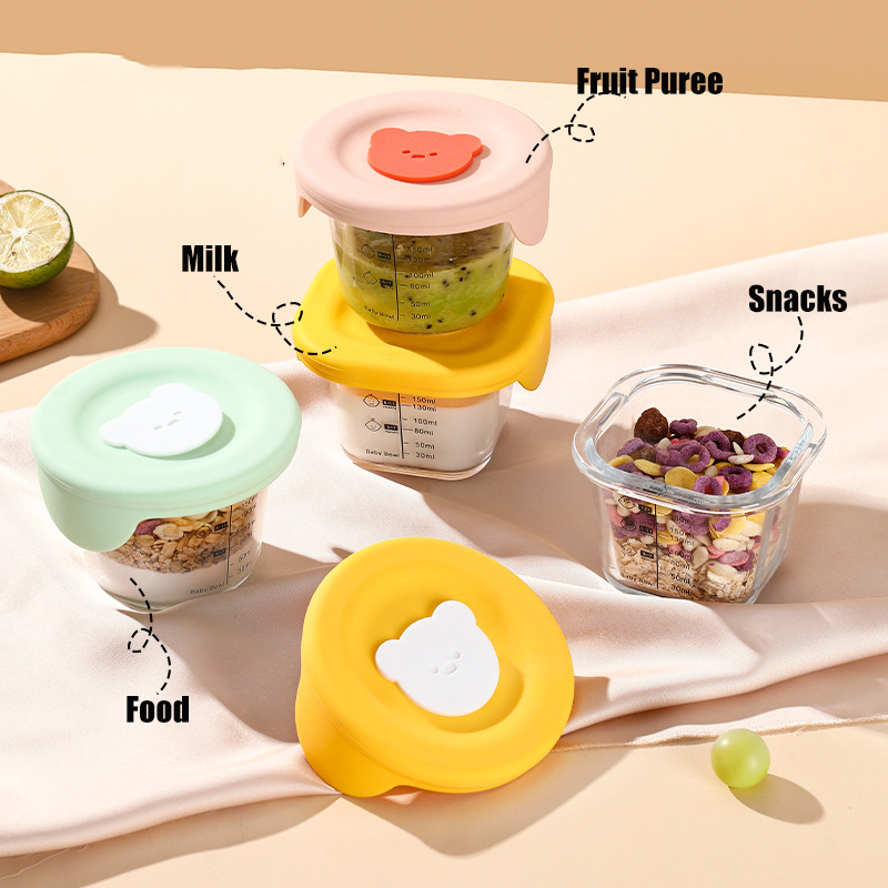 ふた付きベビーフード収納ジャー、幼児用の漏れ防止スナックピュ - Baby Food Glass Containers のレビューと価格