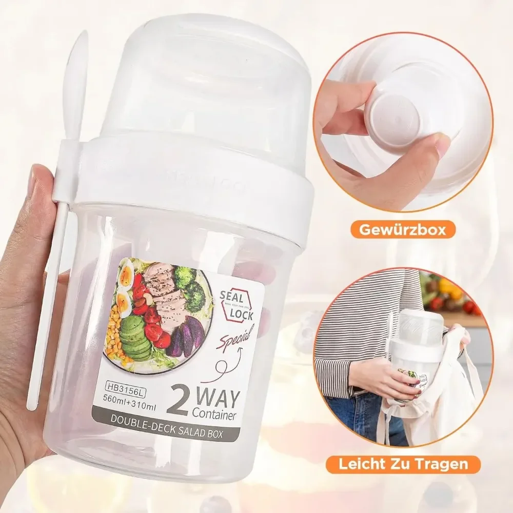 サラダカップ 朝食カップ ポータブル食品保存弁当箱 オートミ - Weaning Spoon Set のレビューと価格