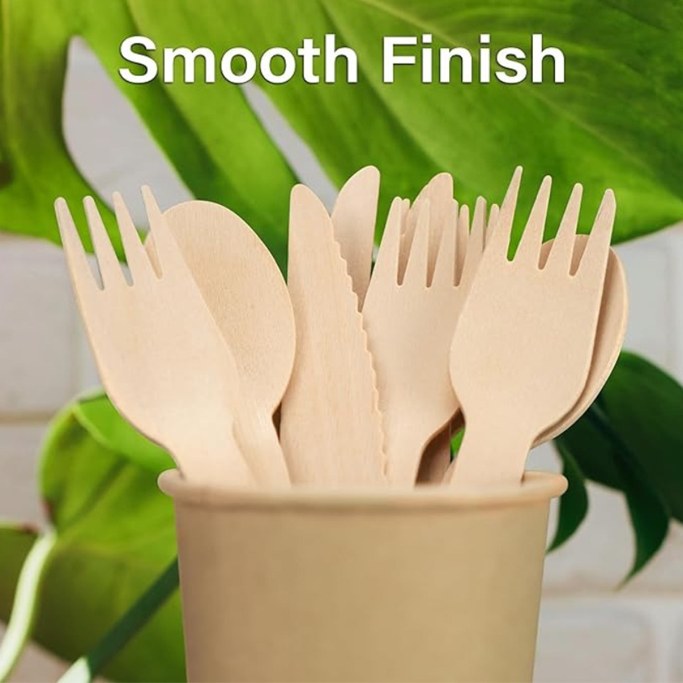 50/100 個使い捨て木製カトラリーセットフォークスプーン - Weaning Spoon Set のレビューと価格
