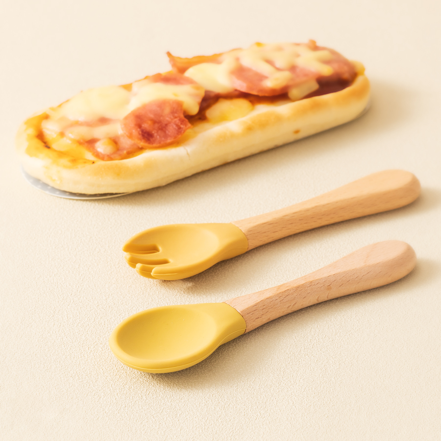 2 個ベビー学習スプーン食器セット食品グレードの木製ハンドル - Baby Food Product のレビューと価格