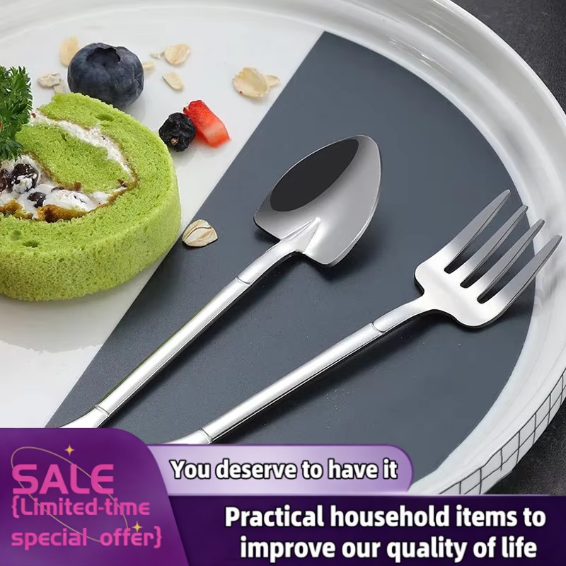 厚いシャベルスプーンステンレス鋼ティースプーンクリエイティブ - Weaning Spoon Set のレビューと価格