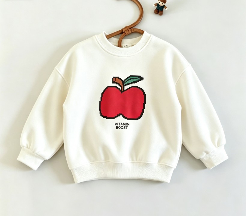 小さな子供用クルーネックスウェットシャツ、フードトラック、チ - Baby Food Apple のレビューと価格