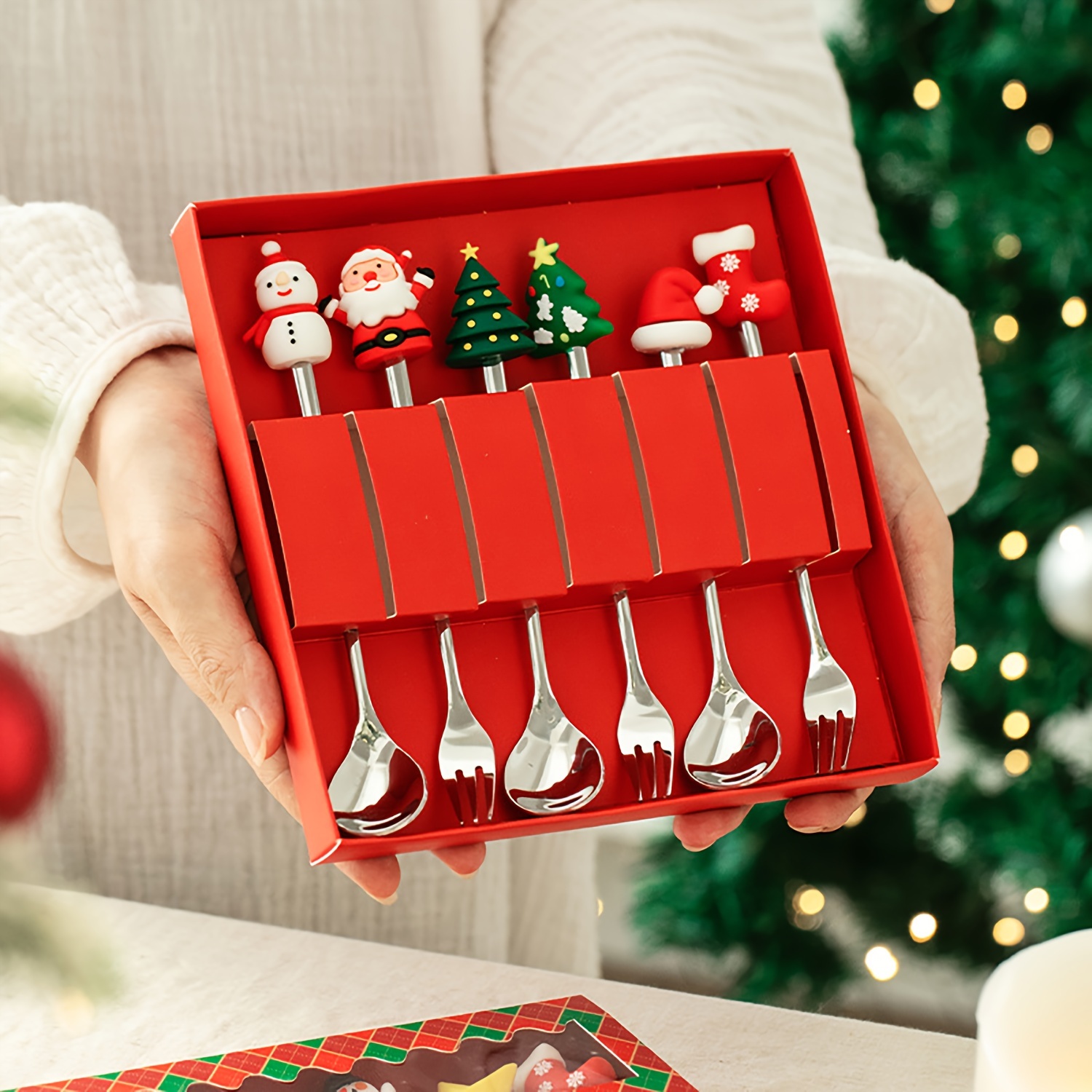 クリエイティブなクリスマスフォーク＆スプーンセット ステンレ - Weaning Spoon Set のレビューと価格